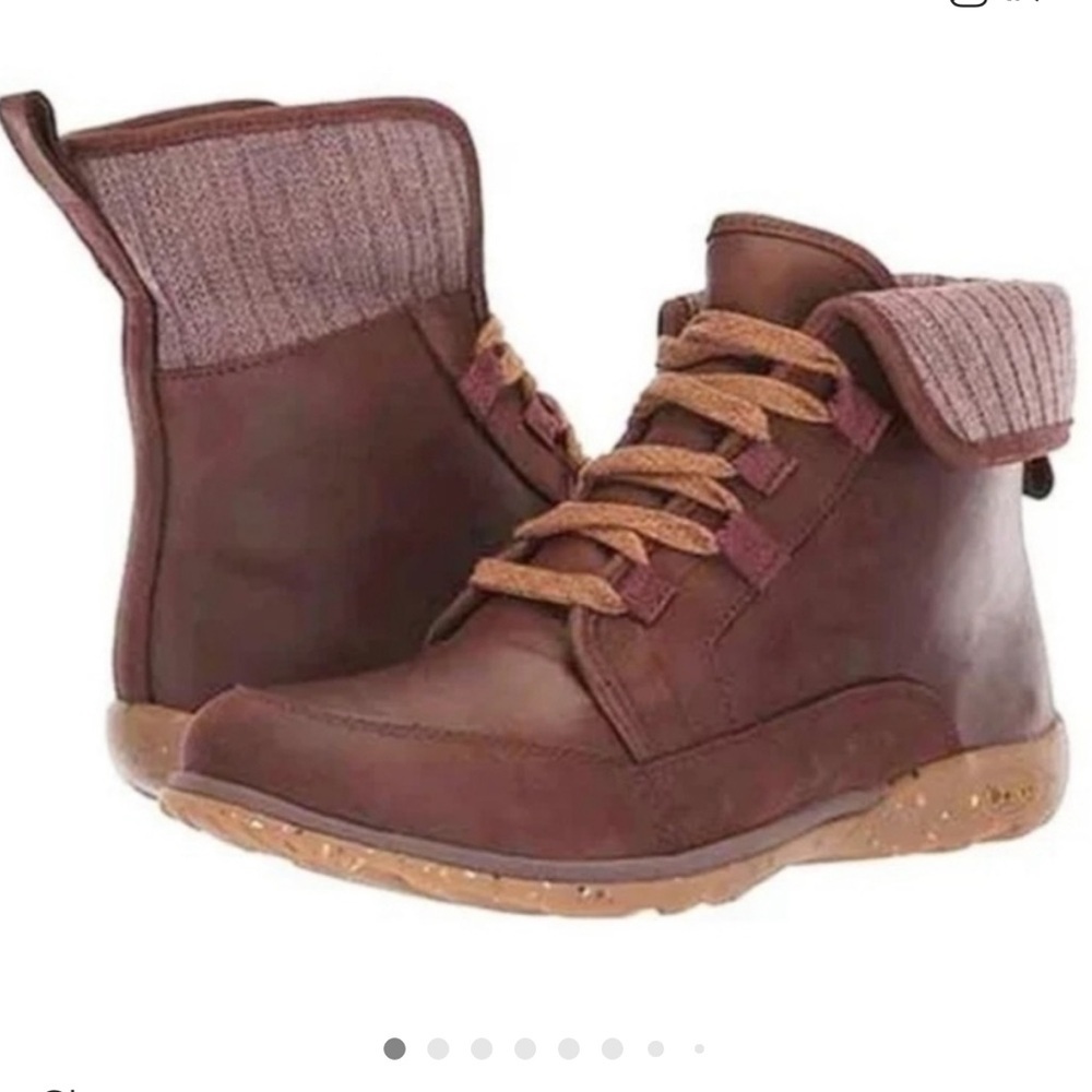 Chaco Barbary Chukka Boots brown red Waterproof Leather Shoes fold over  8